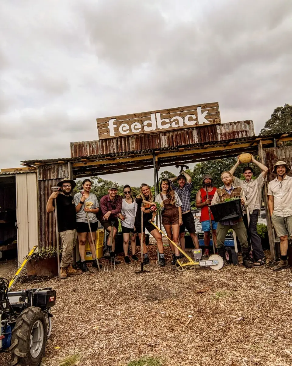 The Feedback Organic team working together at the original FO farm
